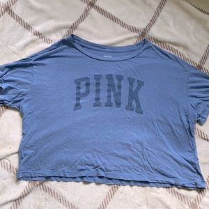 Light blue PINK crop top